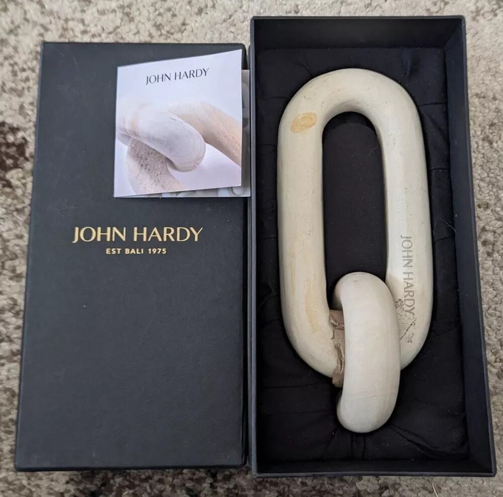 John Hardy White Volcanic Rock Chain Link House Decor NIB 7.5 x 3in